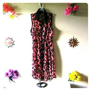 Giraffe print sleeveless sundress.